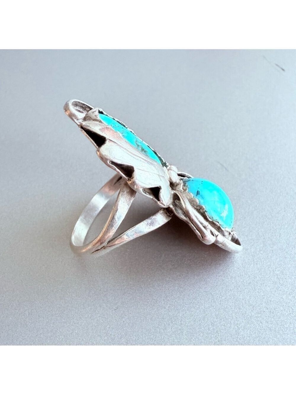 Native American Navajo American Turquoise Southwestern Sterling Silver Ring - Picture 8 of 9